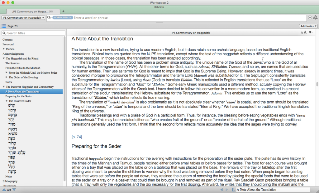 JPS Commentary on the Haggadah - Accordance