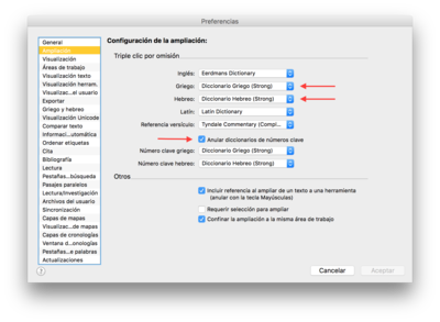 Preferences Spanish Strongs