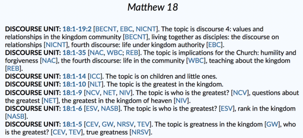 SIL ESS Discourse Units Matt 18