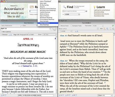 You can open today's reading in a variety of devotionals through the new Assistant window