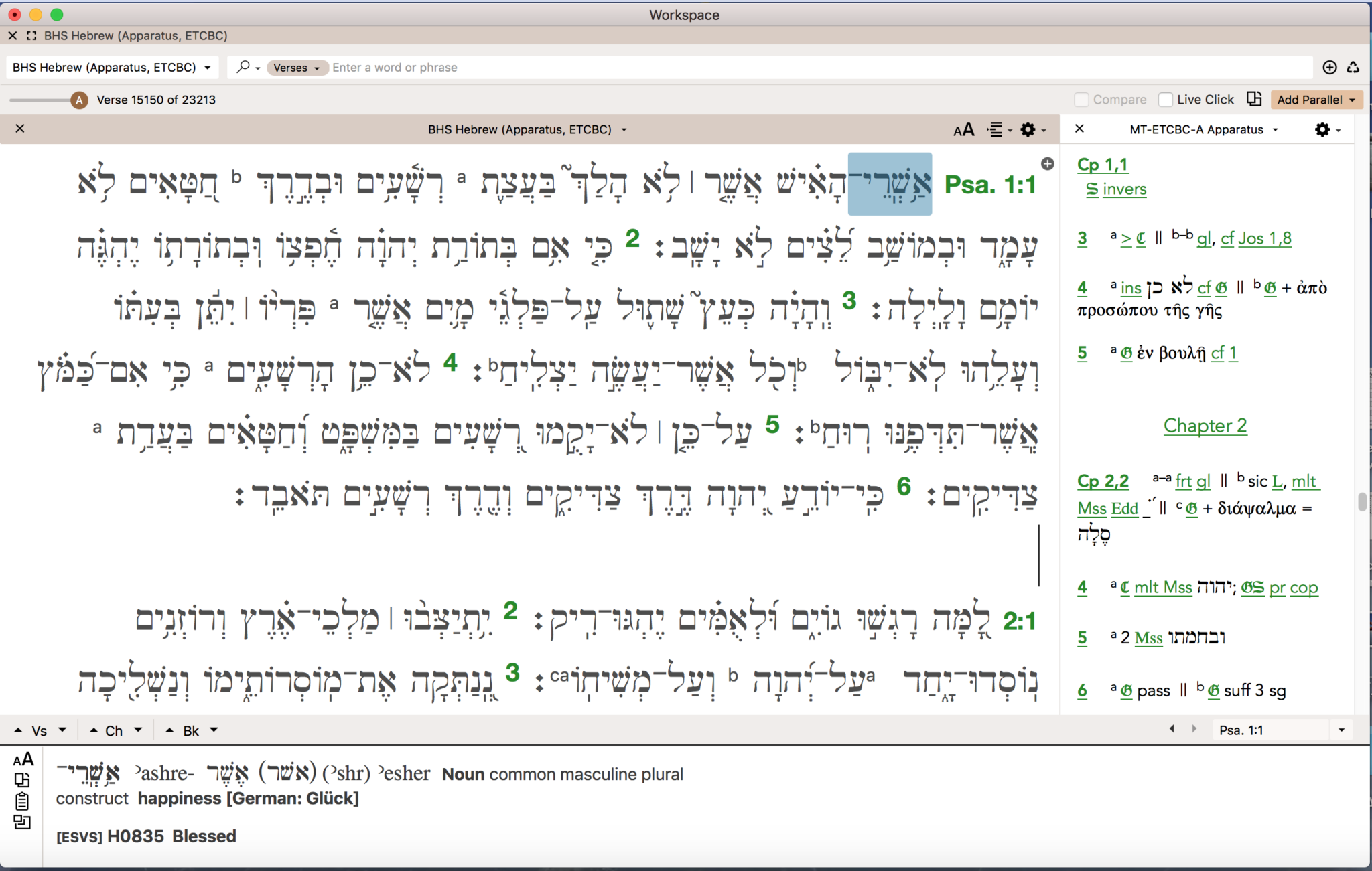 Biblia Hebraica Stuttgartensia with ETCBC Morphology and Apparatus Bundle Accordance