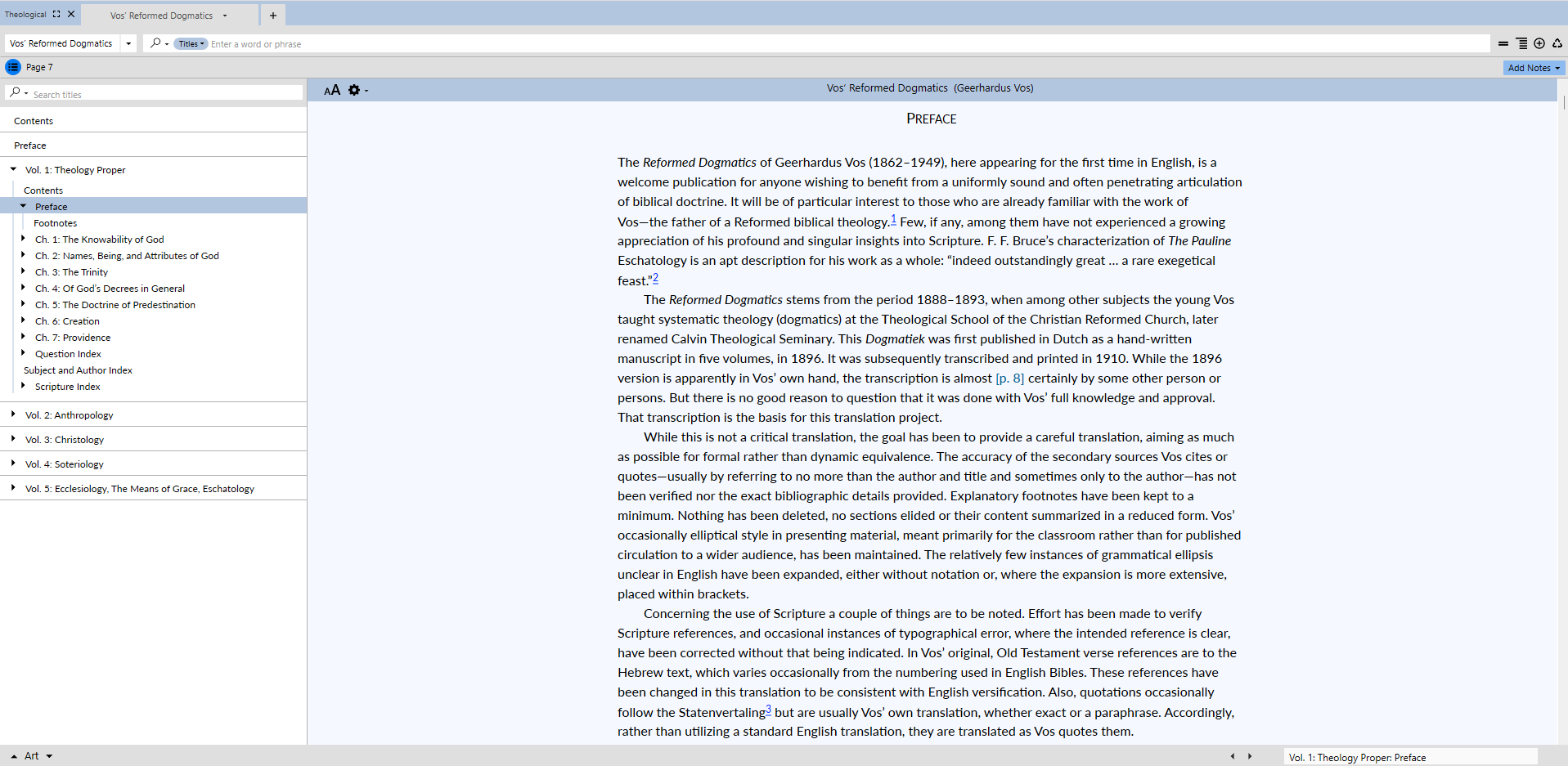 Reformed Dogmatics (Geerhardus Vos, Single-volume edition)